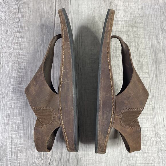 Chaco Womens Wayfarer Post Thong Sandals Toffee Leather Slingback Size 10 EUC M - Picture 8 of 9